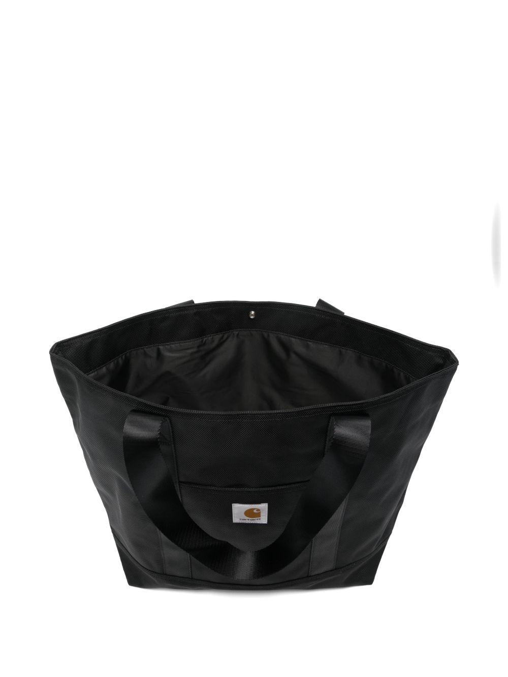 CARHARTT WIP Shopping bag nera con logo ricamato 