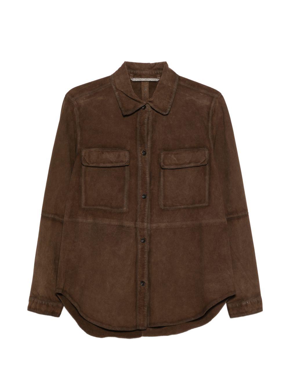 THE JACK AND JACKIE LEATHERS Giacca in pelle scamosciata marrone 
