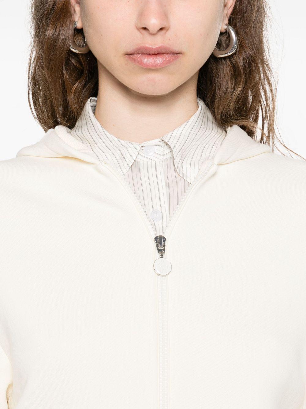 MONCLER Felpa con cappuccio bianca con coulisse 