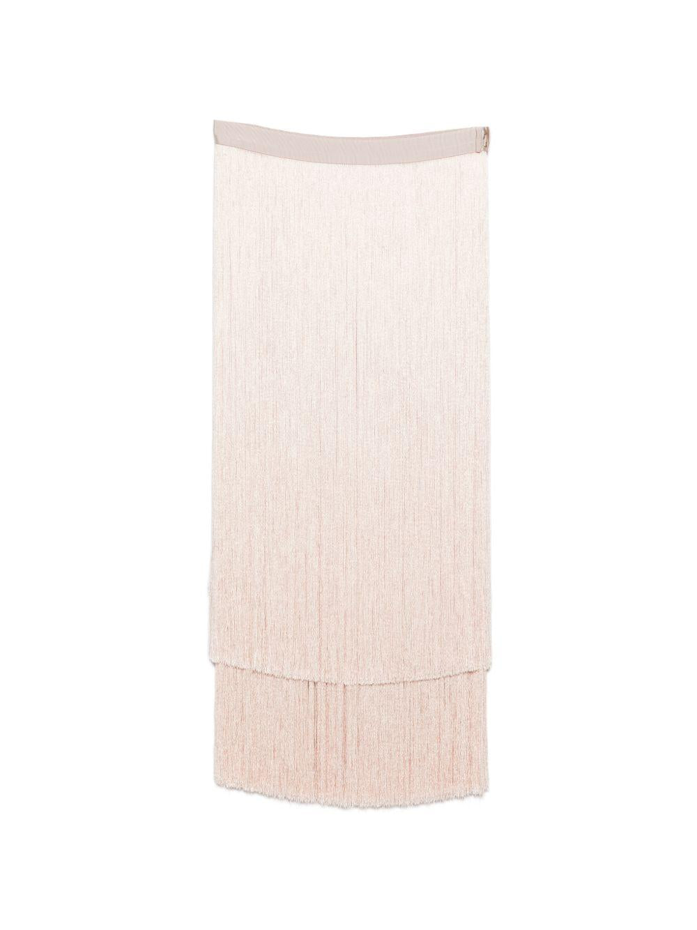 ELISABETTA FRANCHI Gonna midi con frange color rosa cipria 