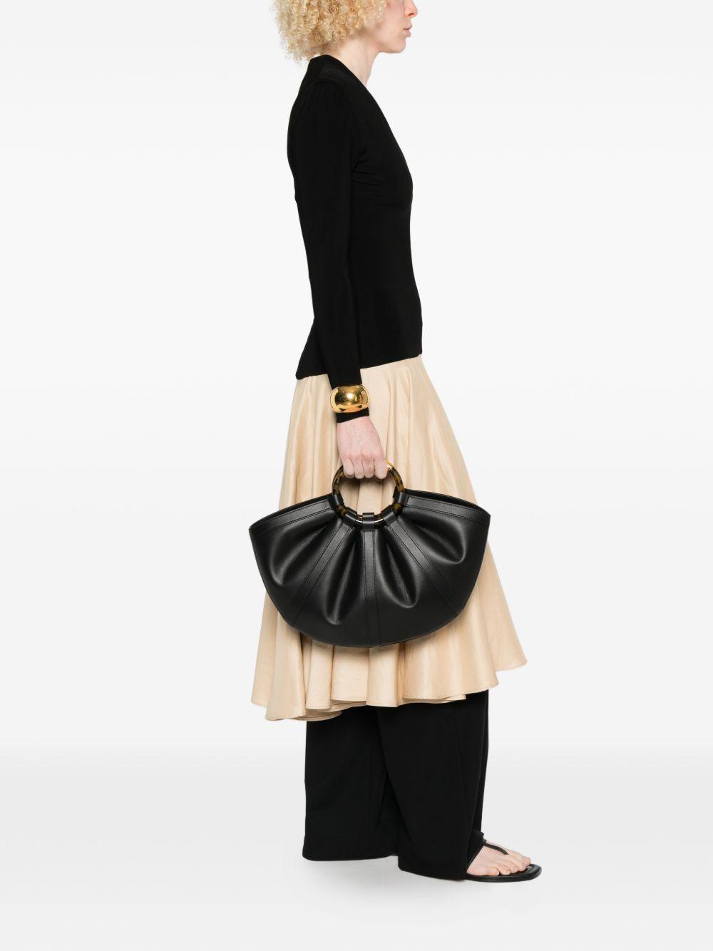 COCCINELLE Borsa a mano in pelle nera con manico circolare 