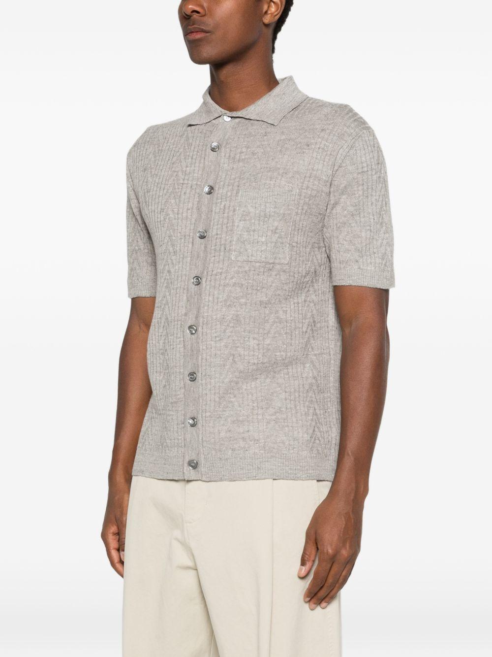 DANIELE FIESOLI Polo in cotone grigio a maglia costine con colletto a punte 
