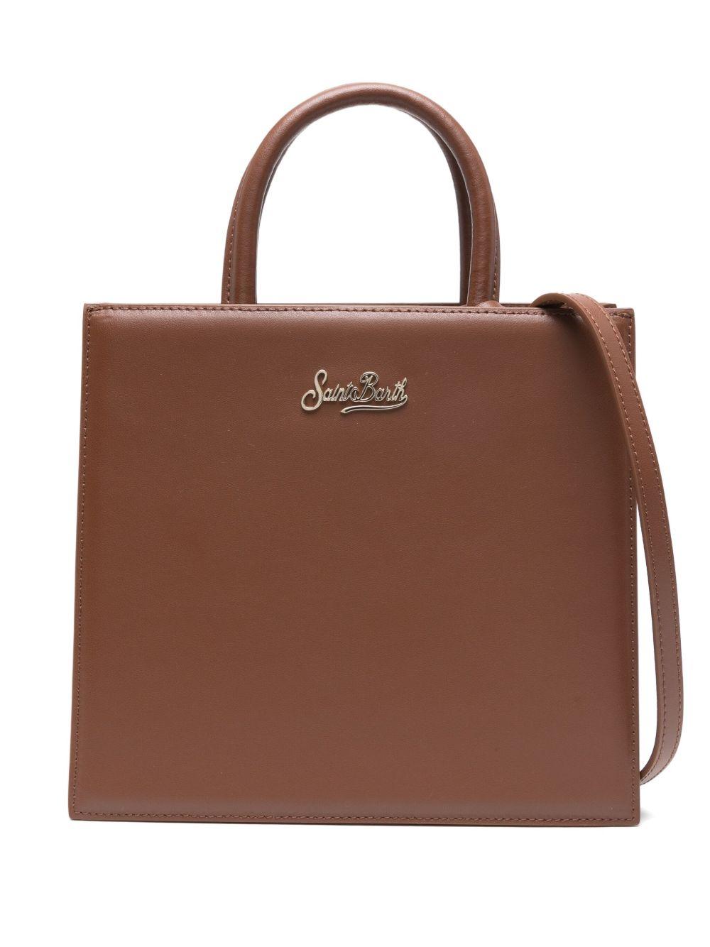 MC2 SAINT BARTH Borsa shopping midi marrone con logo 