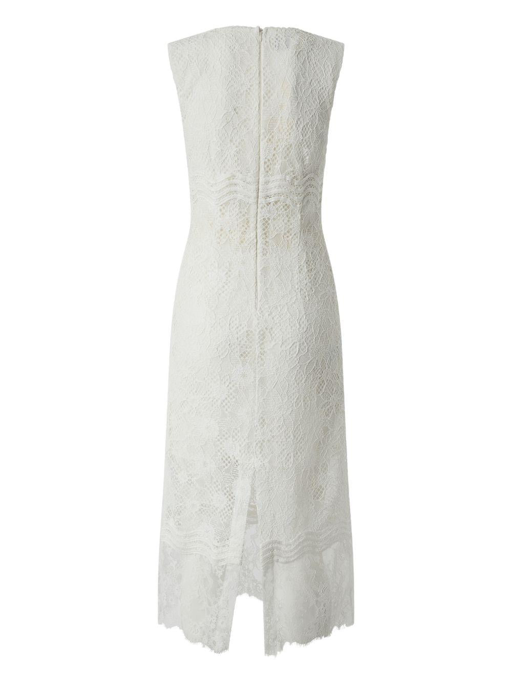 PINKO Abito bianco in pizzo con scollo a V 