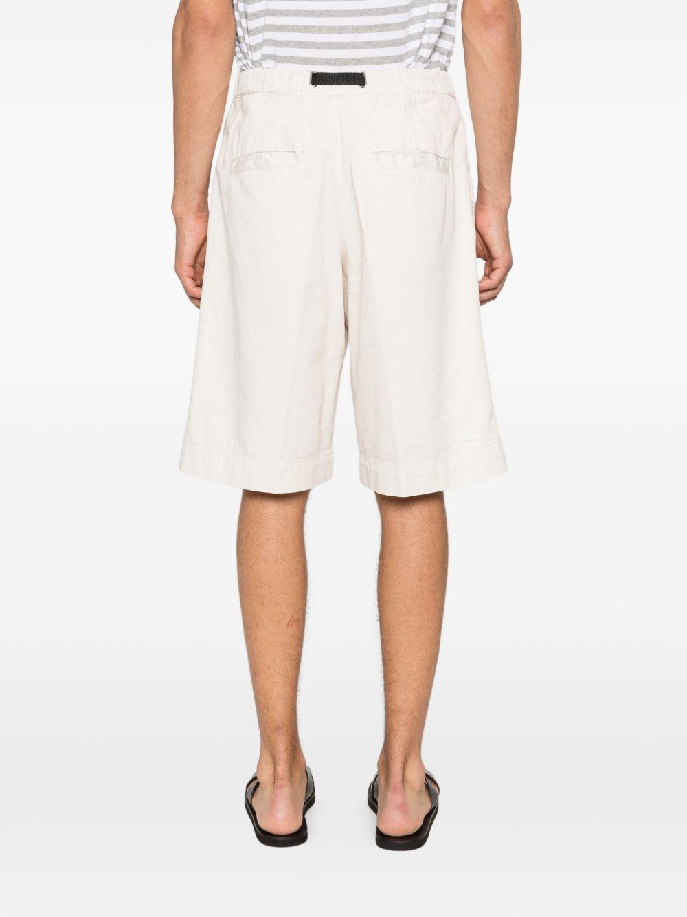 WHITE SAND Shorts in cotone bianco con cintura nera 