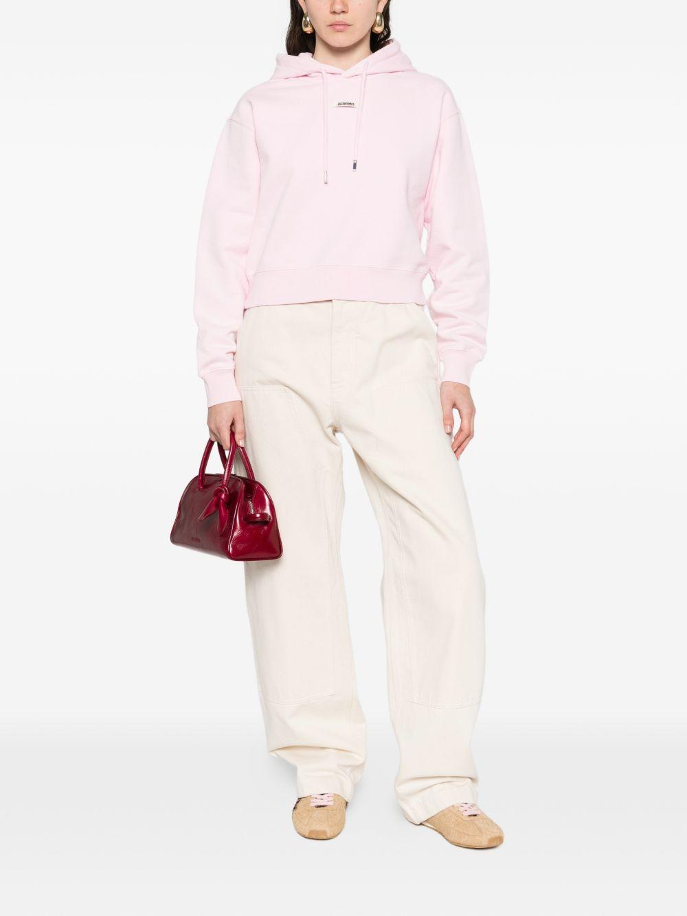 JACQUEMUS Felpa Gros Grain rosa con cappuccio 