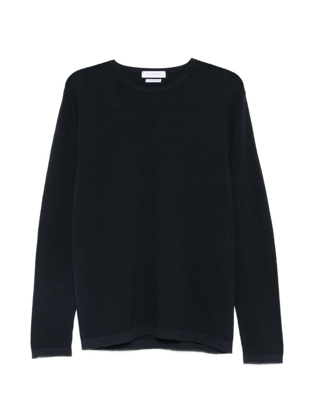DANIELE FIESOLI T-shirt a maniche lunghe in maglia fine di cotone blu 