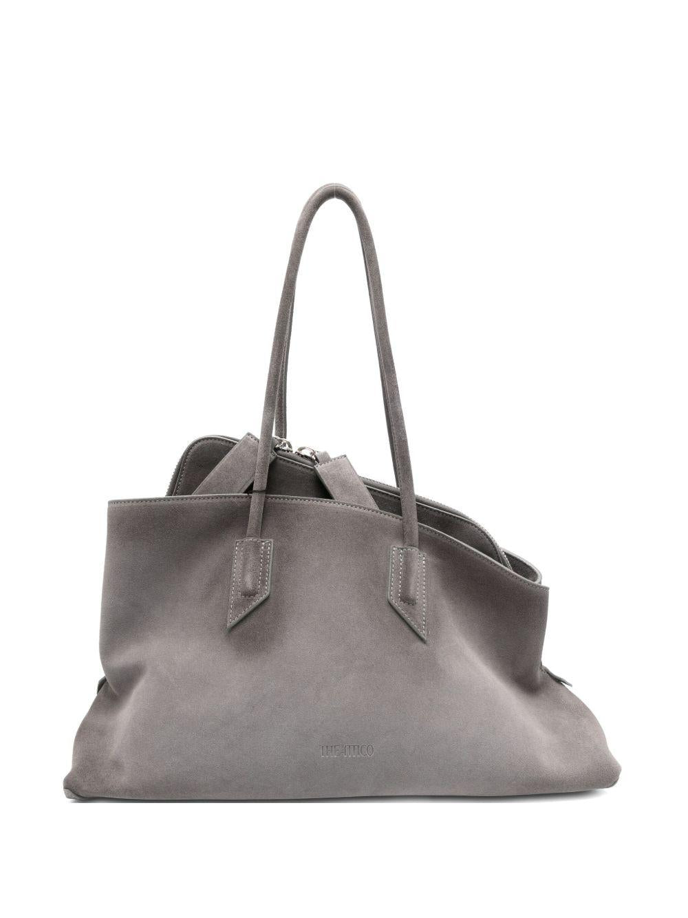 THE ATTICO Borsa a spalla La Passeggiata Medium in suede grigio 