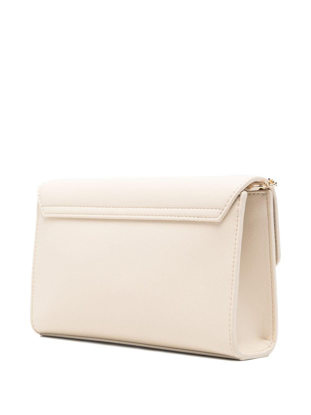 LOVE MOSCHINO Borsa avorio in ecopelle con clip e placca dorata 