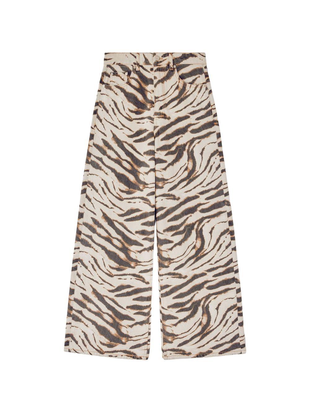 GANNI Jeans Lari Wide in denim stampa zebra 