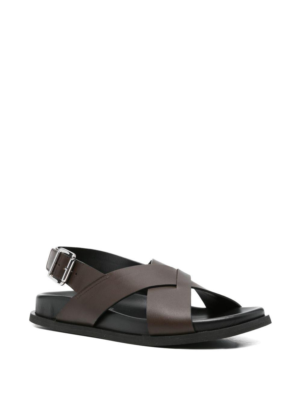GUGLIELMO ROTTA Sandali bassi Twill Ranch in pelle marrone 