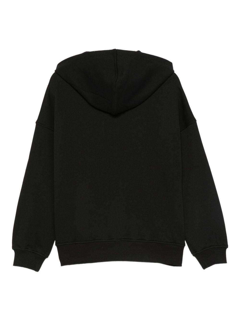 LIUJO Felpa in cotone nero con cappuccio e zip 