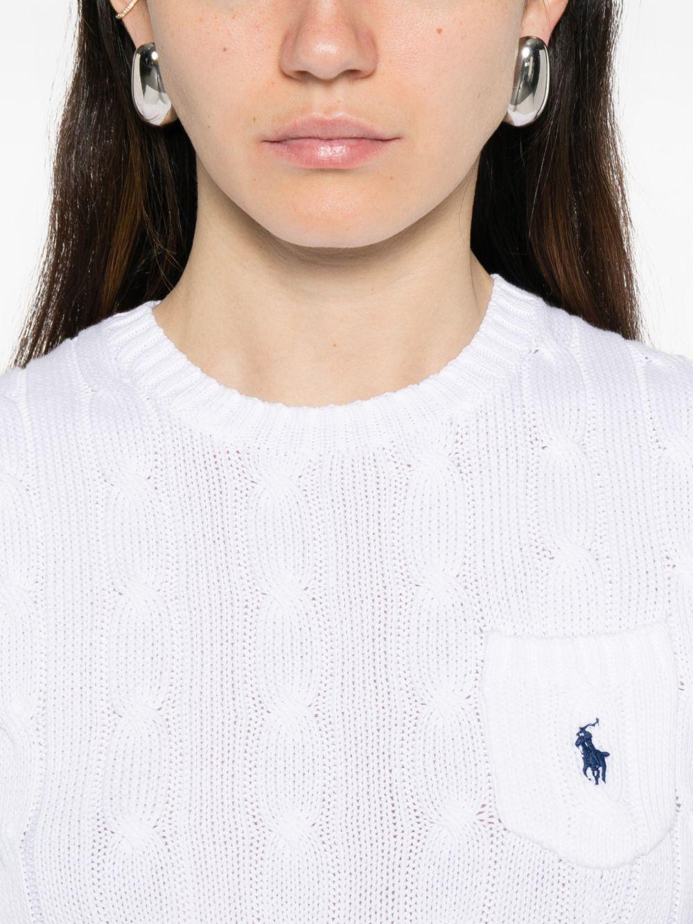 POLO RALPH LAUREN Maglia a trecce in cotone bianco 