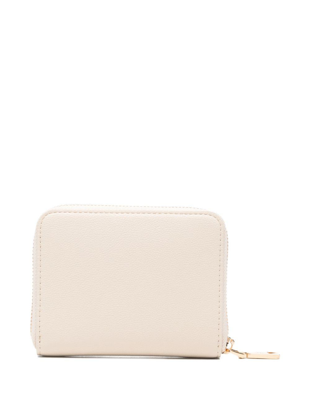 LOVE MOSCHINO Portafoglio avorio con placca logo dorata 