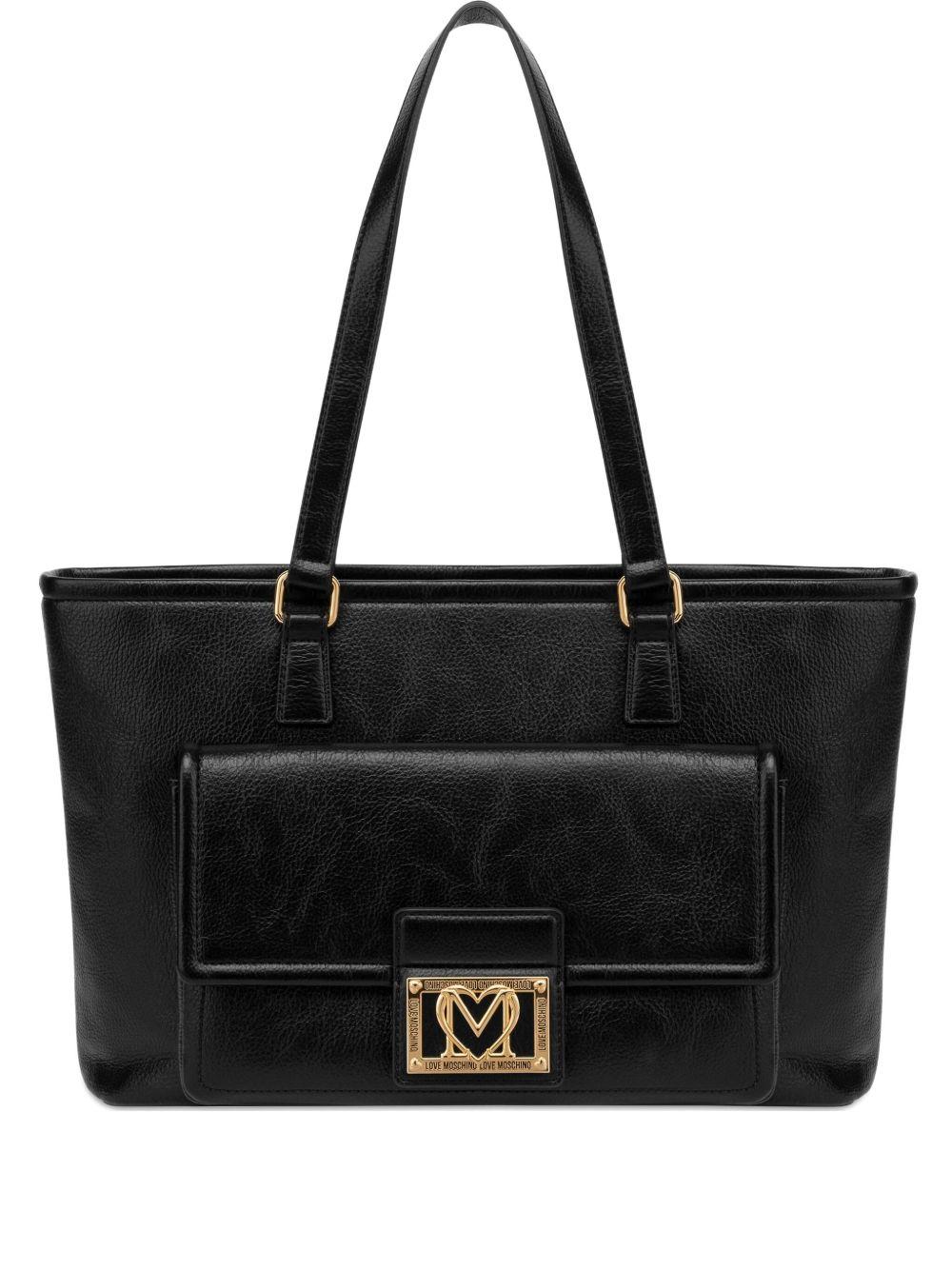 LOVE MOSCHINO Borsa shopping nera con logo 