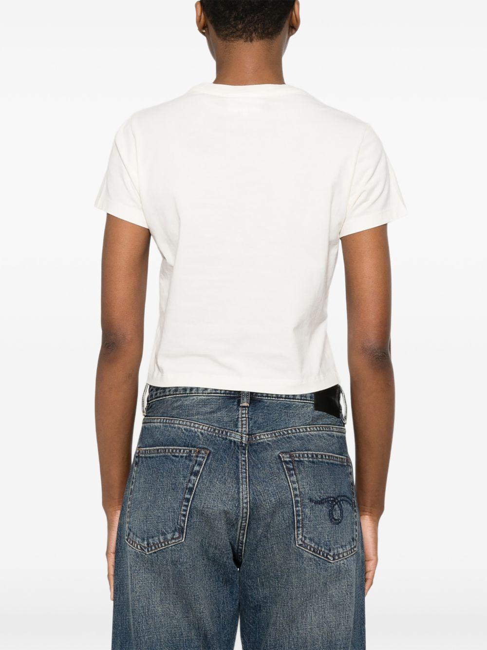 MAISON KITSUNE T-shirt con logo ricamato bianca 