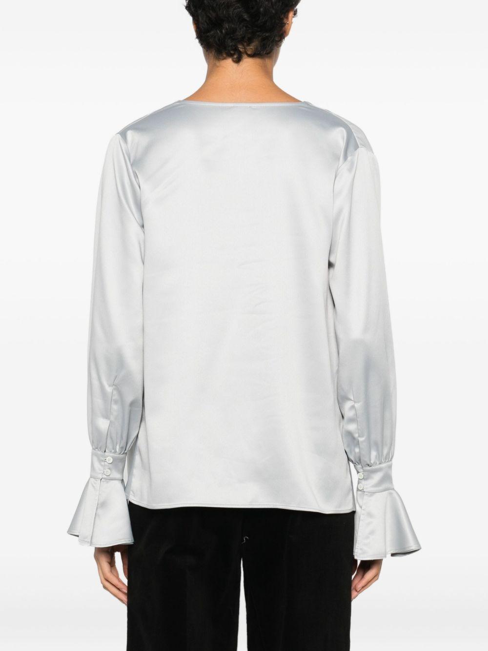 PINKO Blusa Filipa con collo a drappeggio argento 