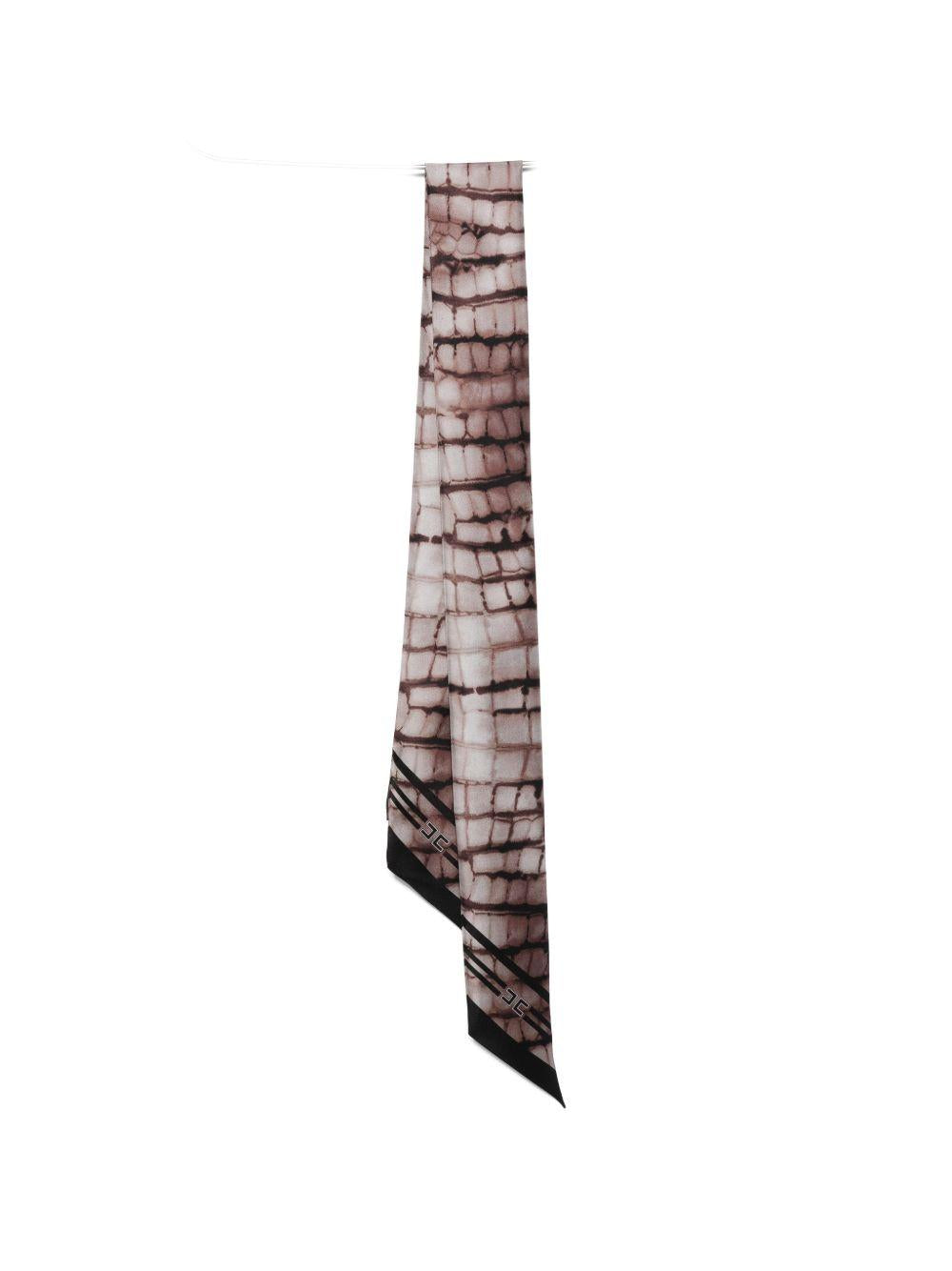 ELISABETTA FRANCHI Foulard con stampa grafica color marrone 