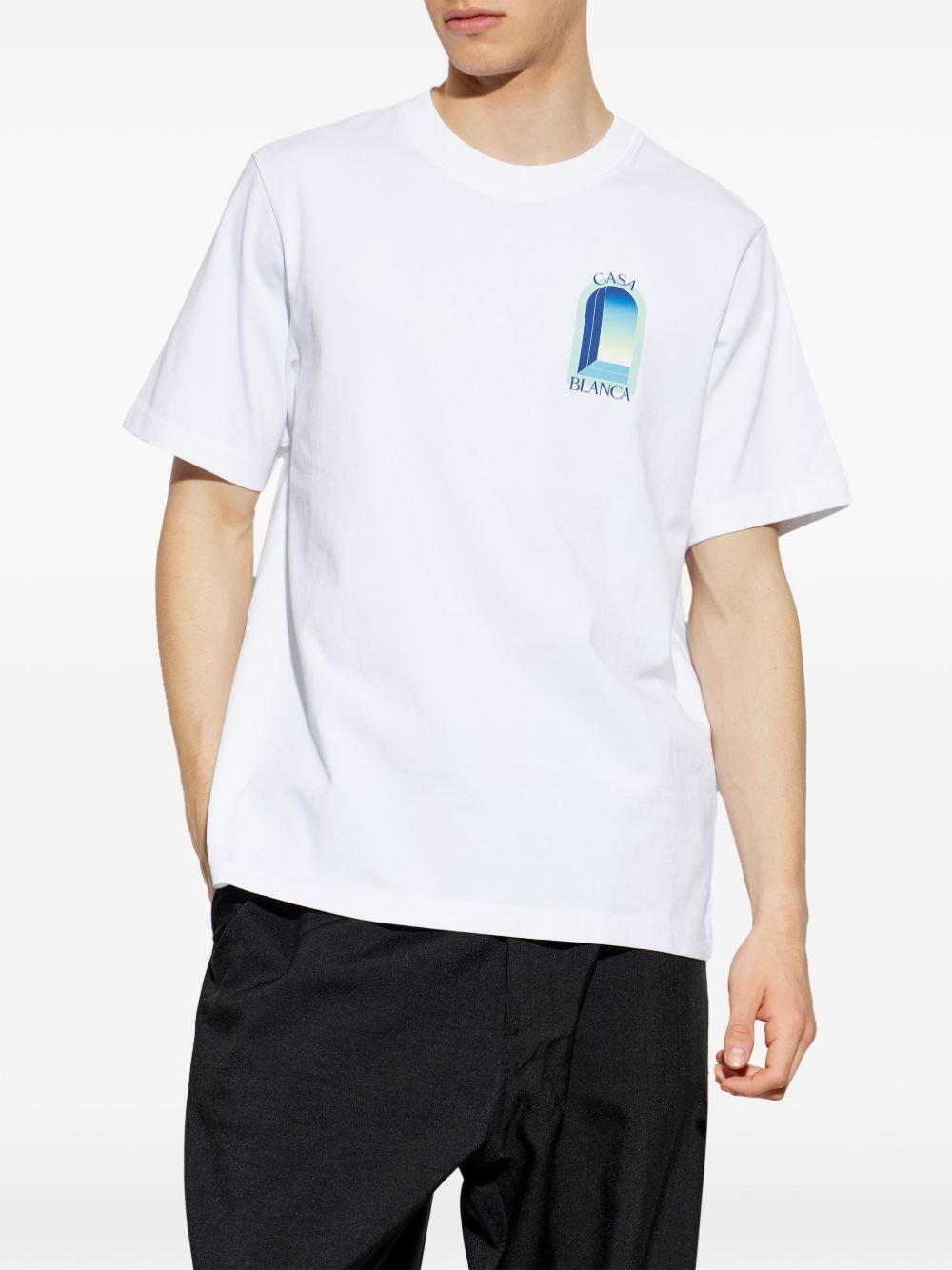 CASABLANCA T-shirt Gradient Arch in cotone bianco 