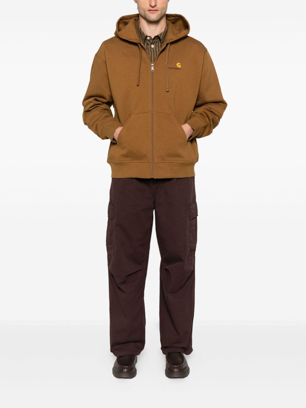 CARHARTT WIP Felpa in cotone marrone con cappuccio e zip 