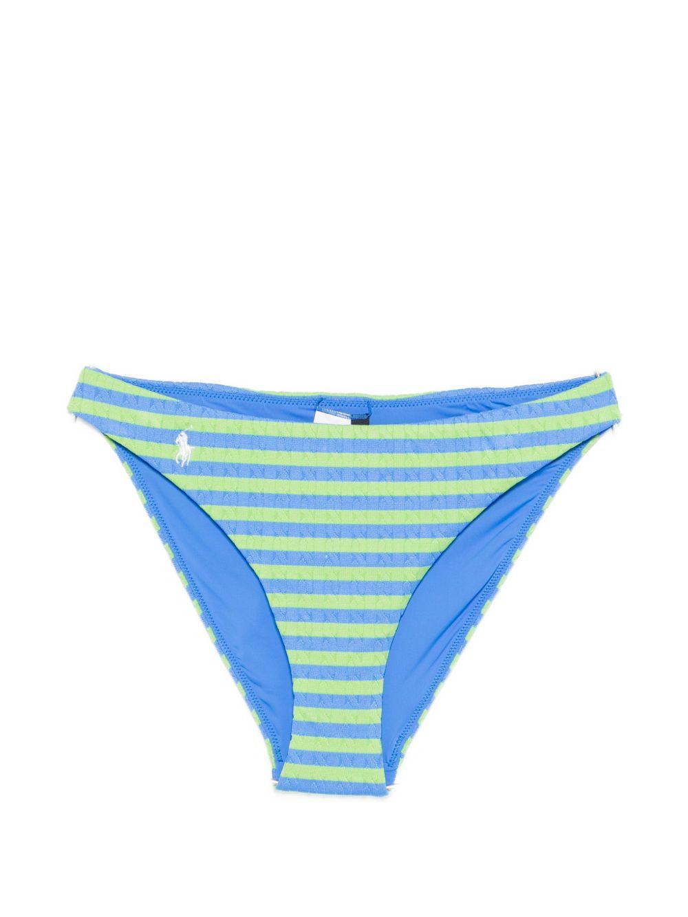 POLO RALPH LAUREN Slip bikini a righe con logo blu e verde 
