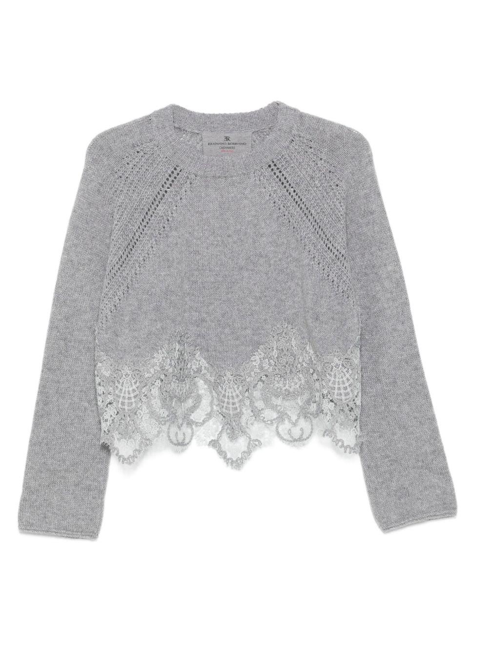 ERMANNO SCERVINO Maglia con orlo in pizzo 