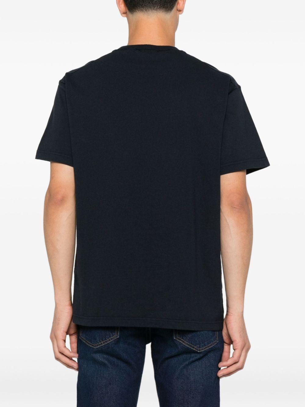 STONE ISLAND T-shirt nera in cotone biologico con applicazione logo Compas 