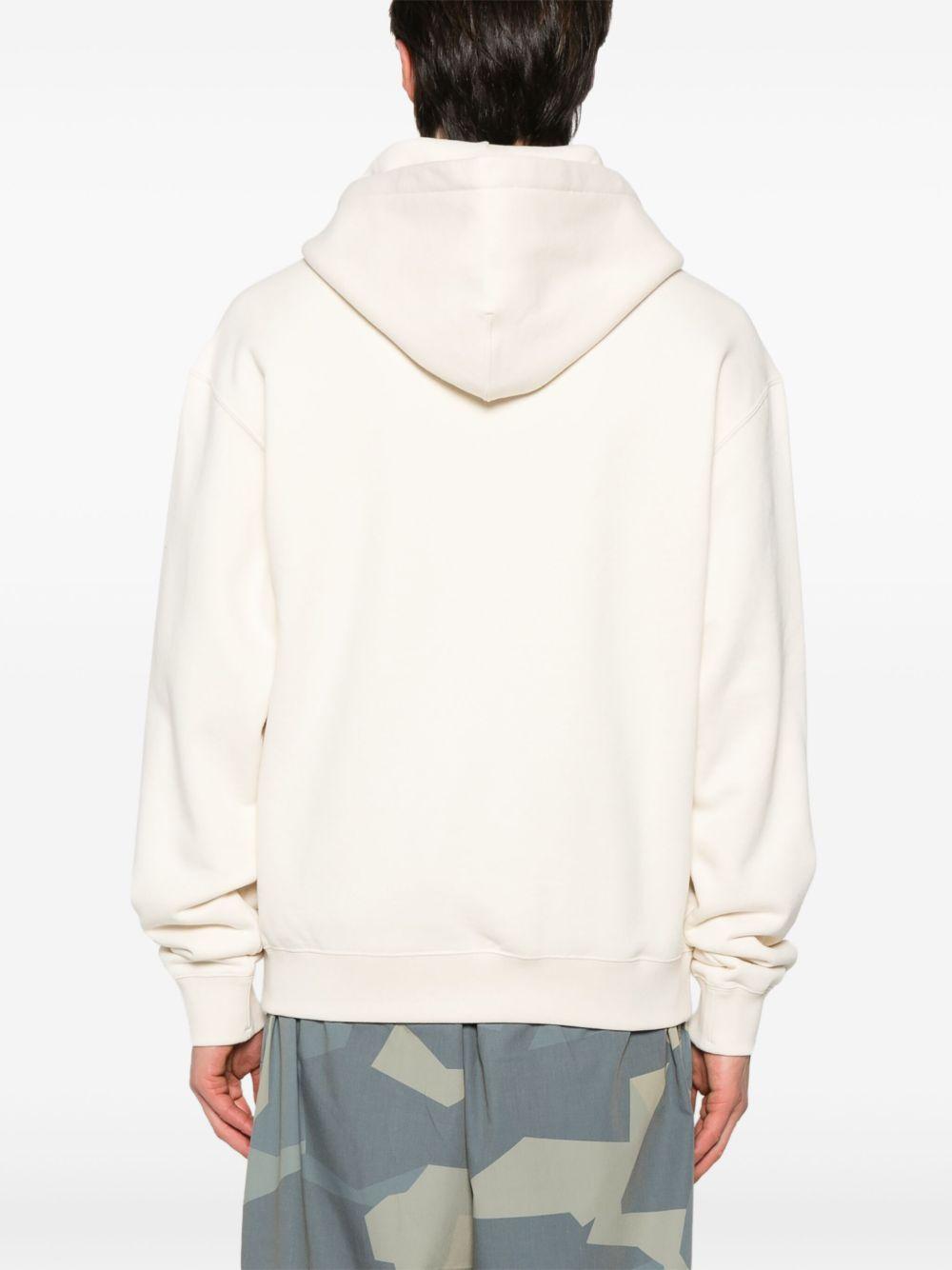 JIL SANDER Felpa con cappuccio in cotone color panna 