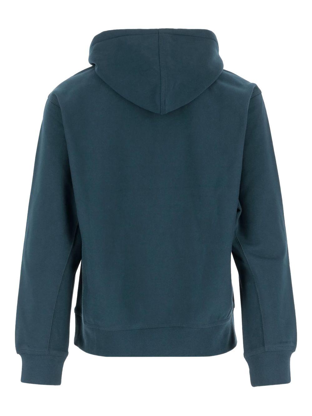 CARHARTT WIP Felpa con cappuccio in cotone blu con logo ricamato frontale 