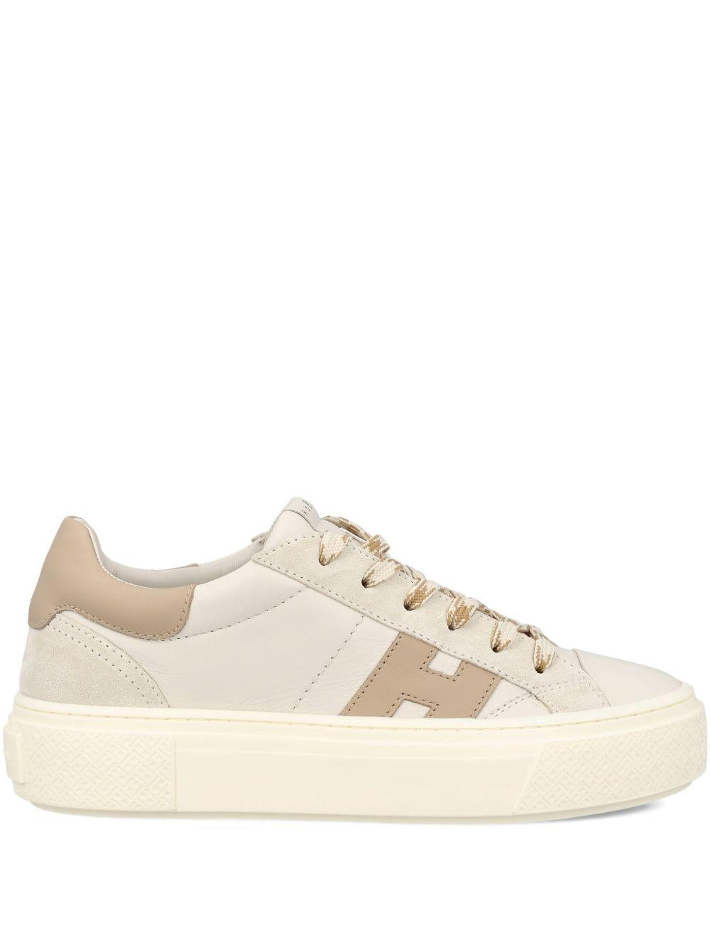 HOGAN Sneakers Crosswind in pelle beige e marrone 