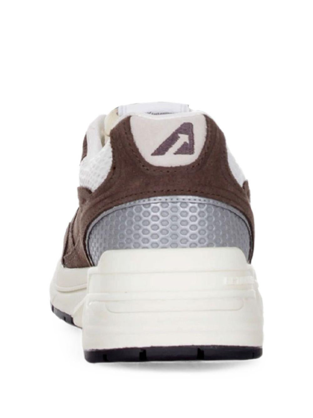 AUTRY Sneakers Hyperway in suede e mesh marrone e argento 