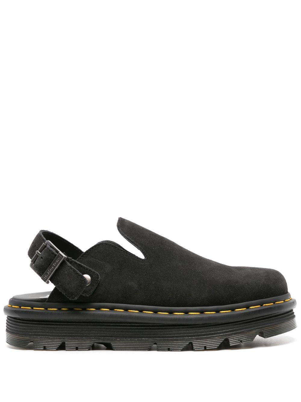 DR MARTENS Mules platform Zebzag in camoscio nero 