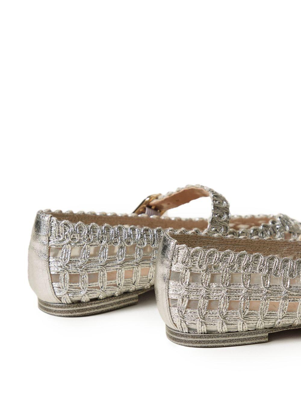 TWINSET Ballerine intrecciate con cinturino argento 