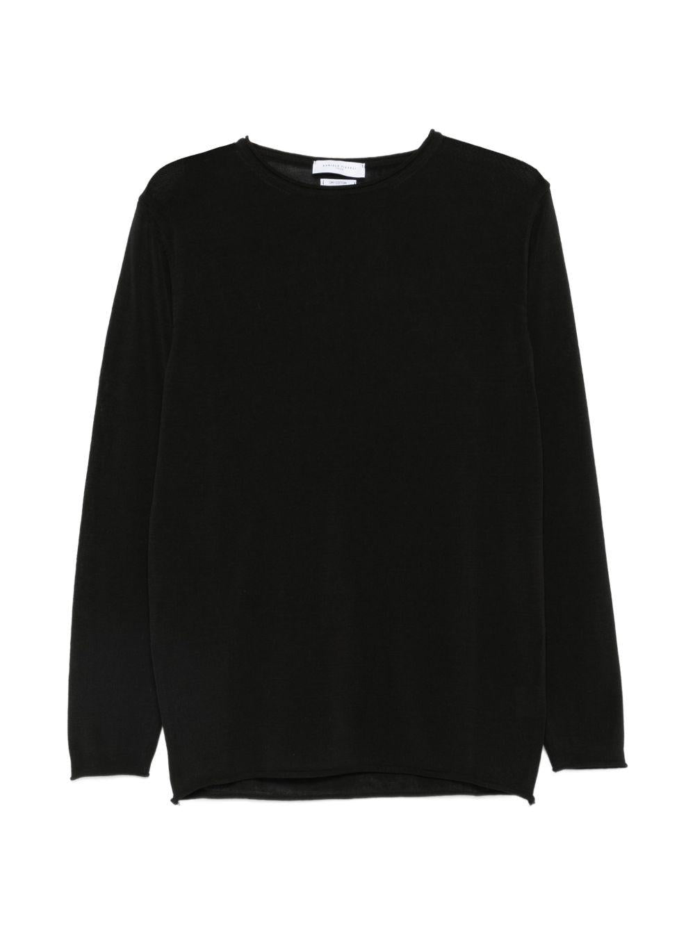 DANIELE FIESOLI T-shirt in cotone nero con girocollo a maniche lunghe 