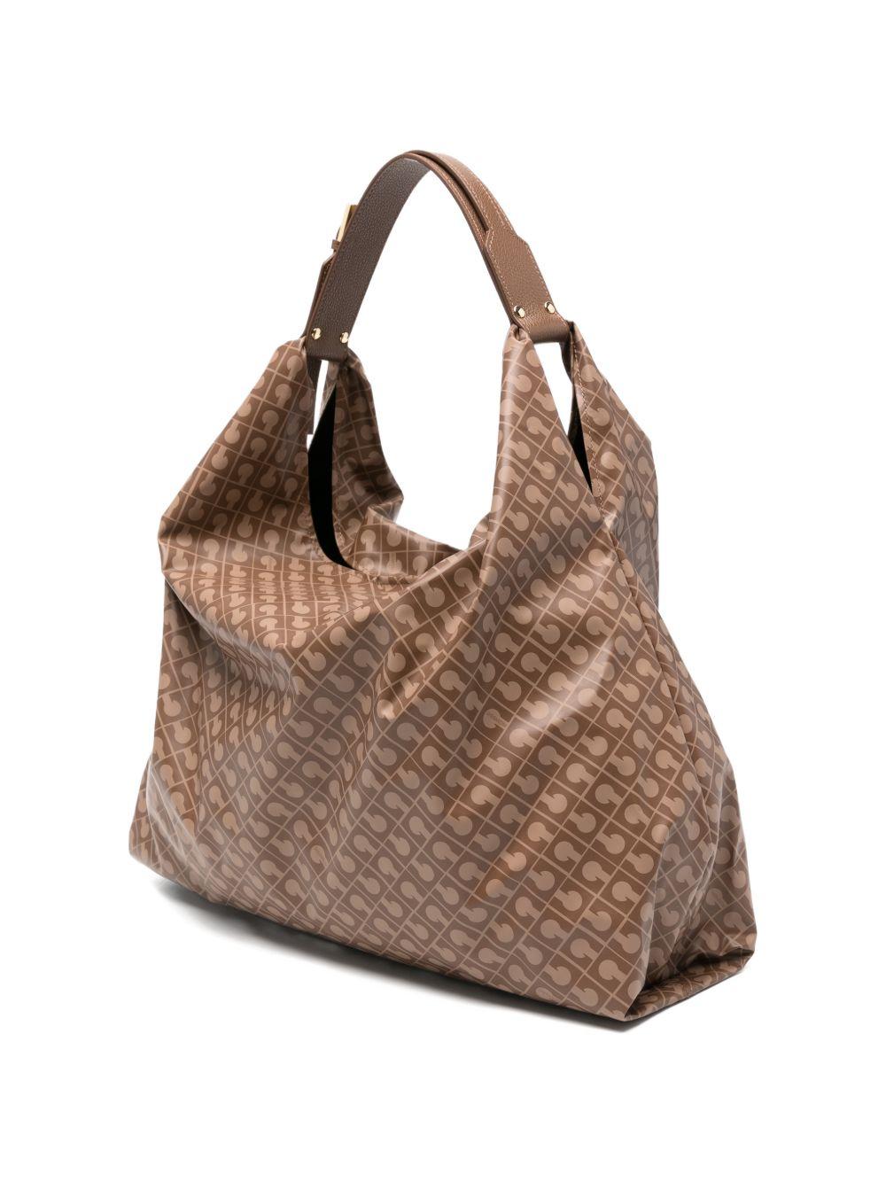 GHERARDINI Borsa a spalla Softy Chestnut con logo all-over 