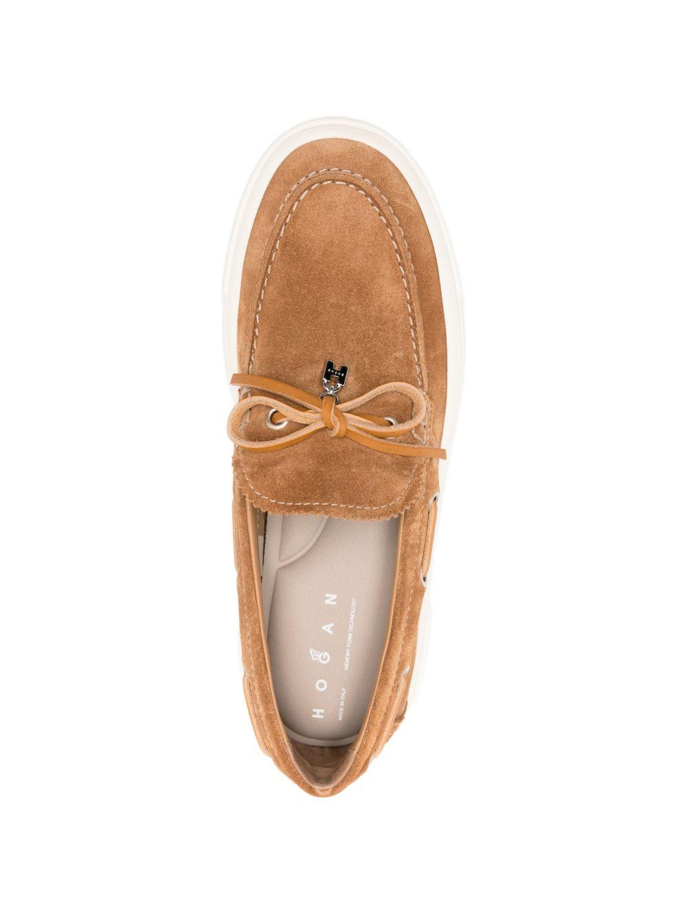 HOGAN Mocassini da barca H705 in pelle cammello 