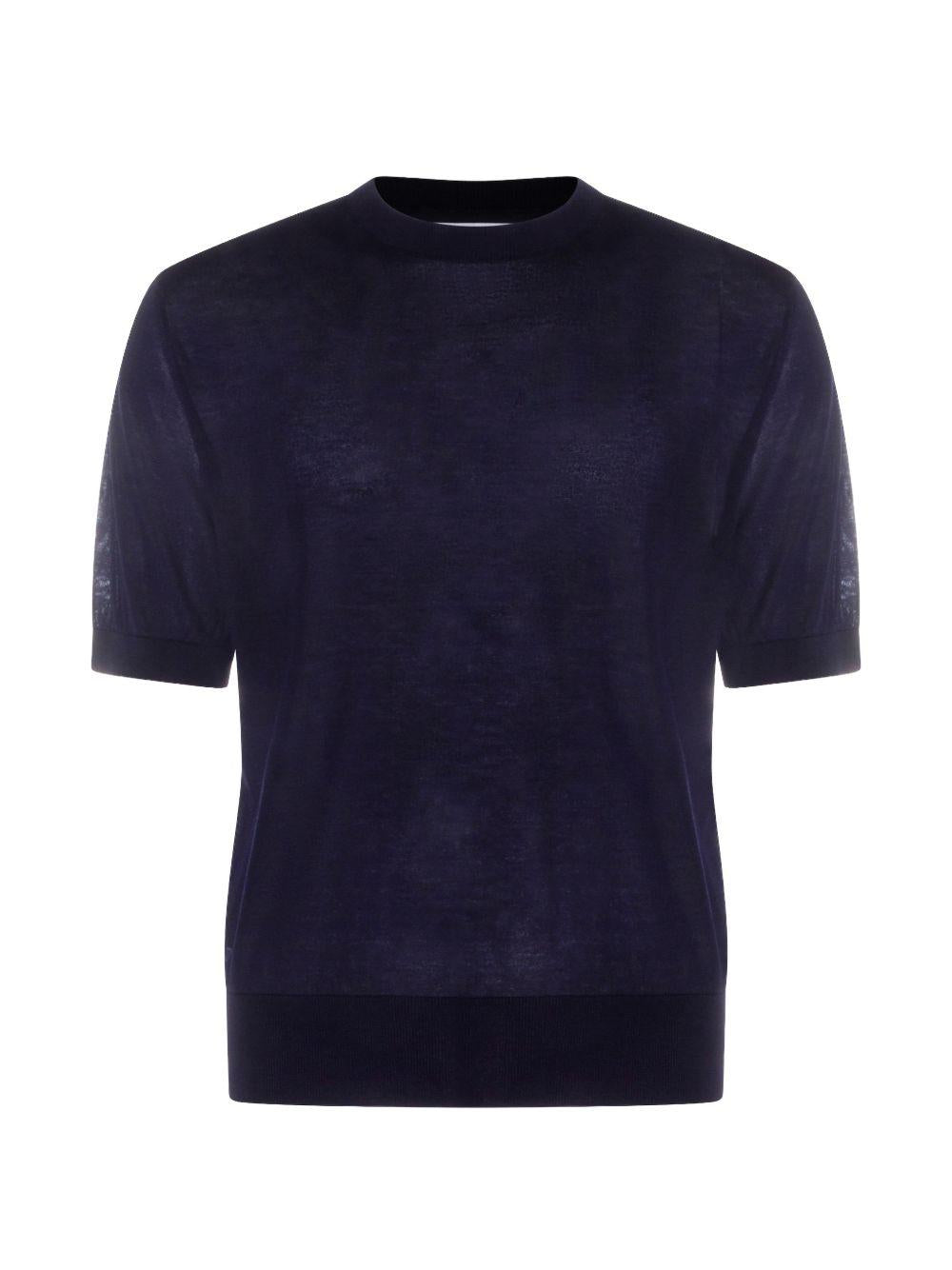 SEVEN GAUGE T-shirt in maglia sottile blu 