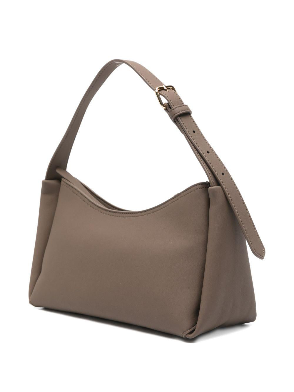 LOVE MOSCHINO Borsa a spalla tortora con logo dorato 