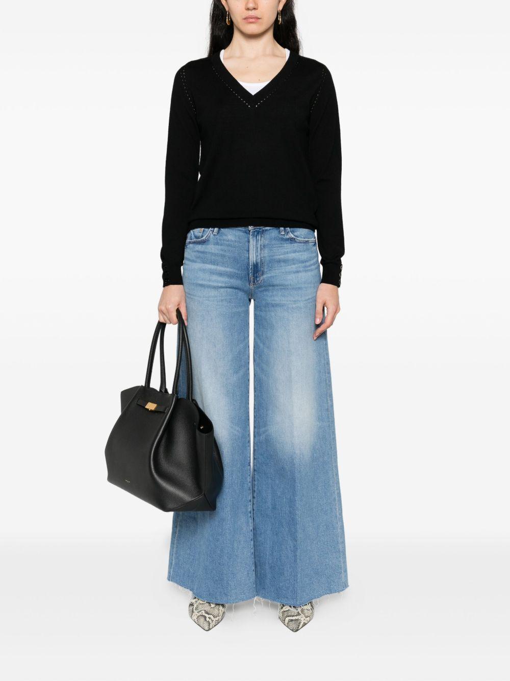 LIUJO Maglia nera in lana con scollo a V 