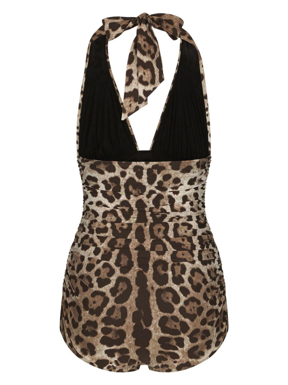DOLCE e GABBANA Costume intero con stampa leopardata 