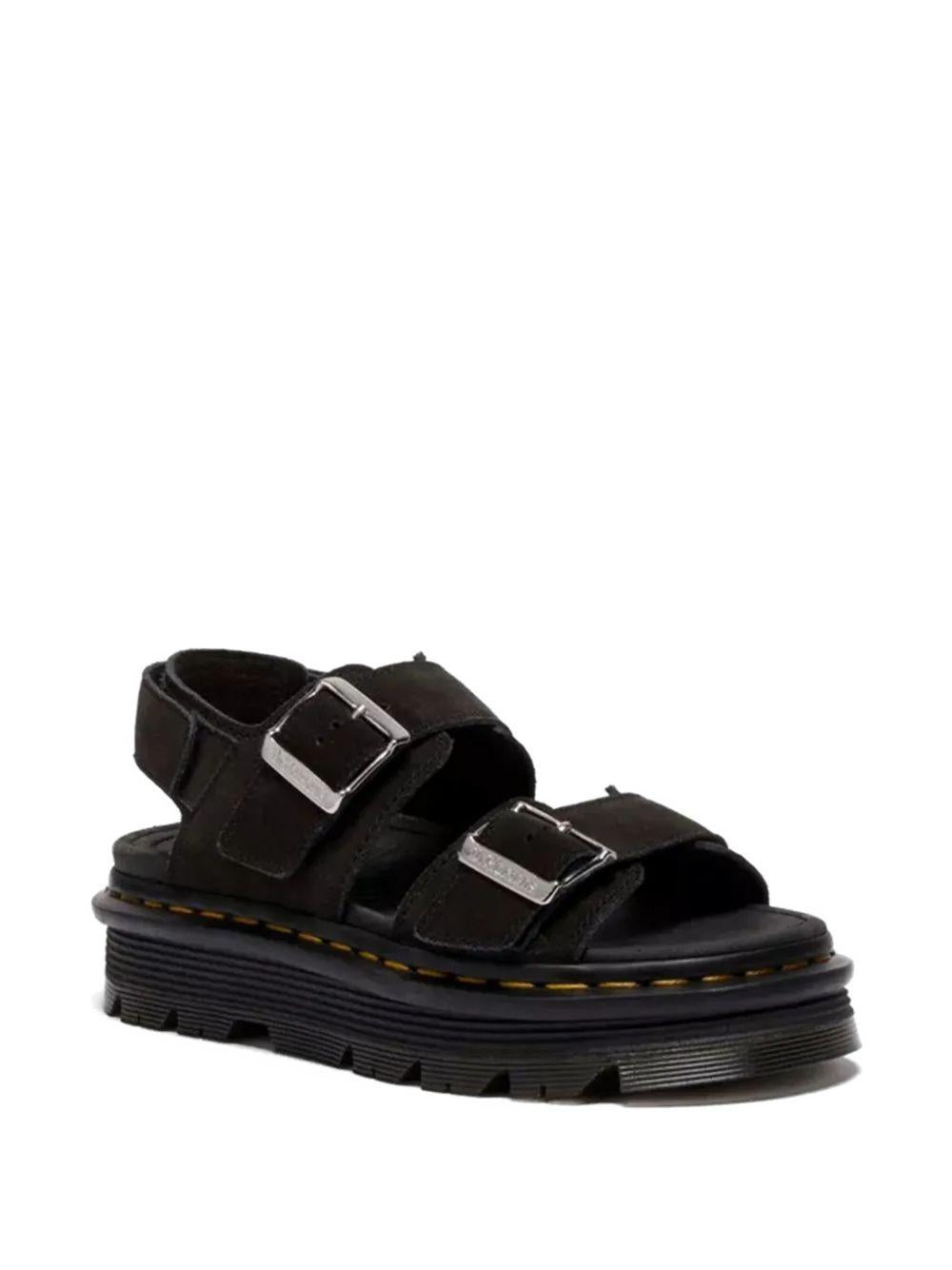 DR MARTENS Sandali Zebzag neri con fibbie e cuciture a contrasto 