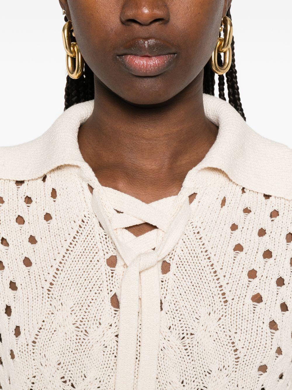TWINSET Maglia in crochet avorio 