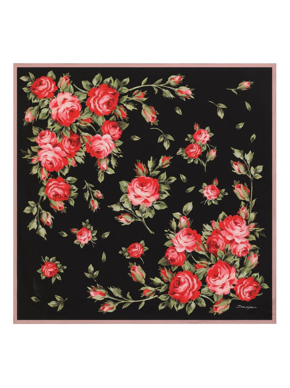 DOLCE e GABBANA Foulard in seta con stampa floreale 