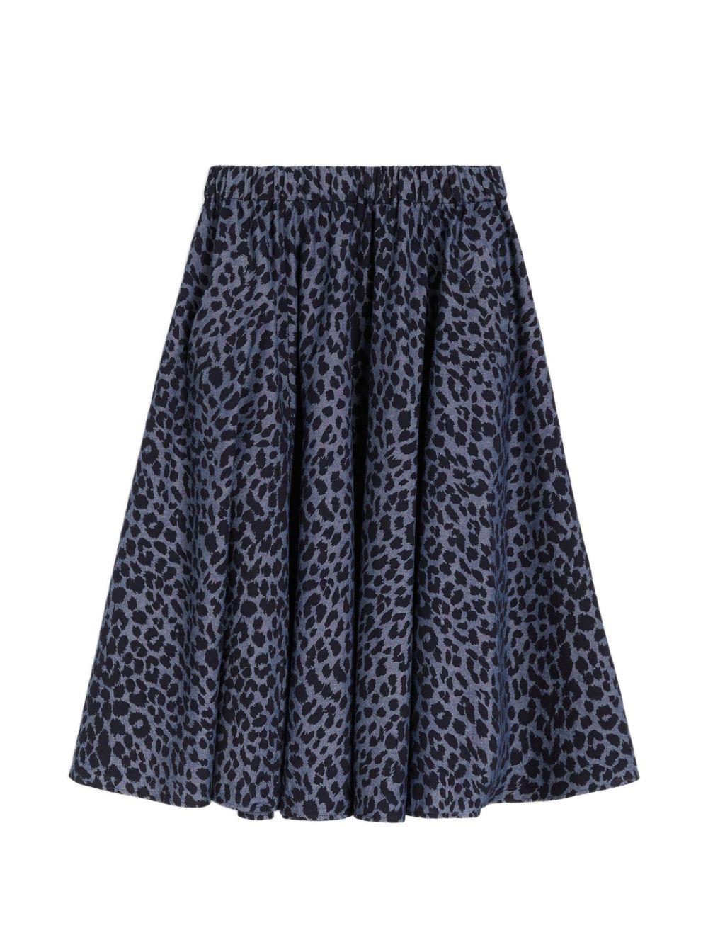 ASPESI Gonna midi in cotone leopardata 