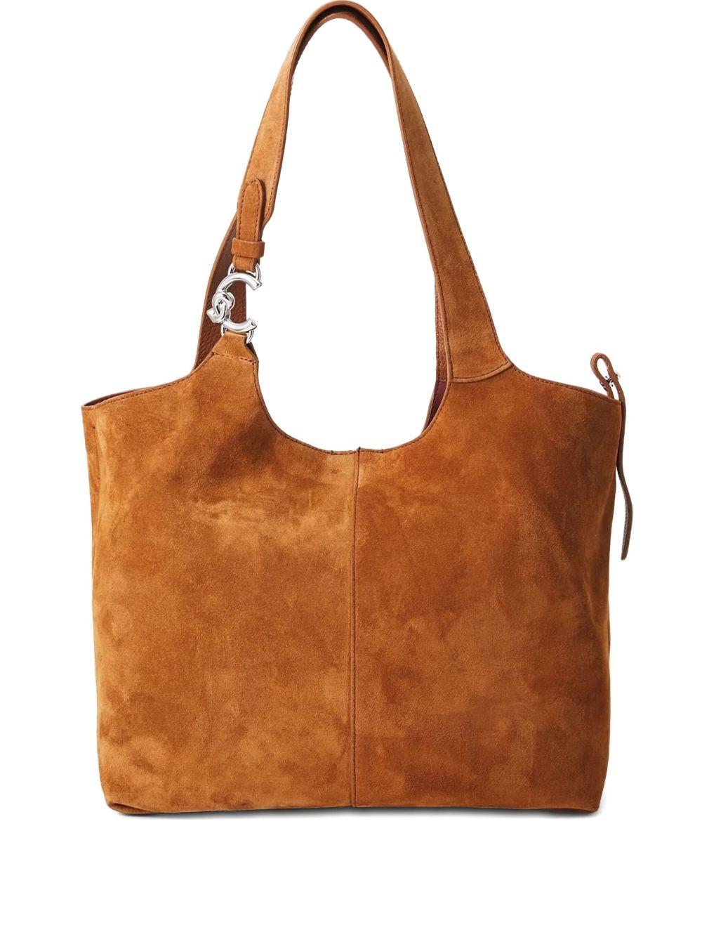COCCINELLE Borsa a spalla in pelle scamosciata marrone<BR/> 