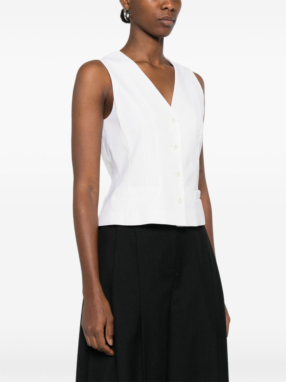 MAX MARA STUDIO Gilet bianco smanicato con scollo a V 