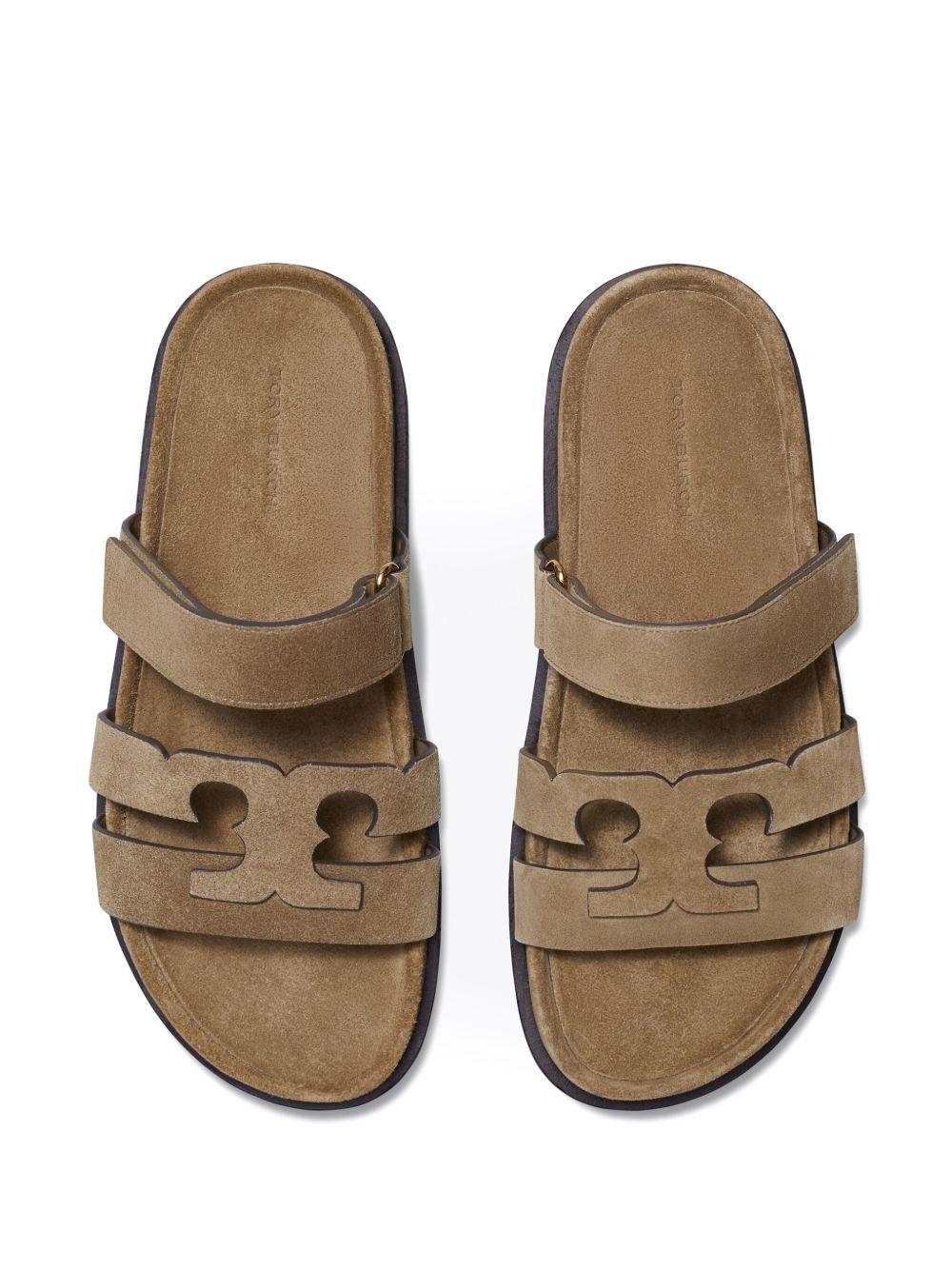 TORY BURCH Sandali 'Ines' con logo in suede marrone 