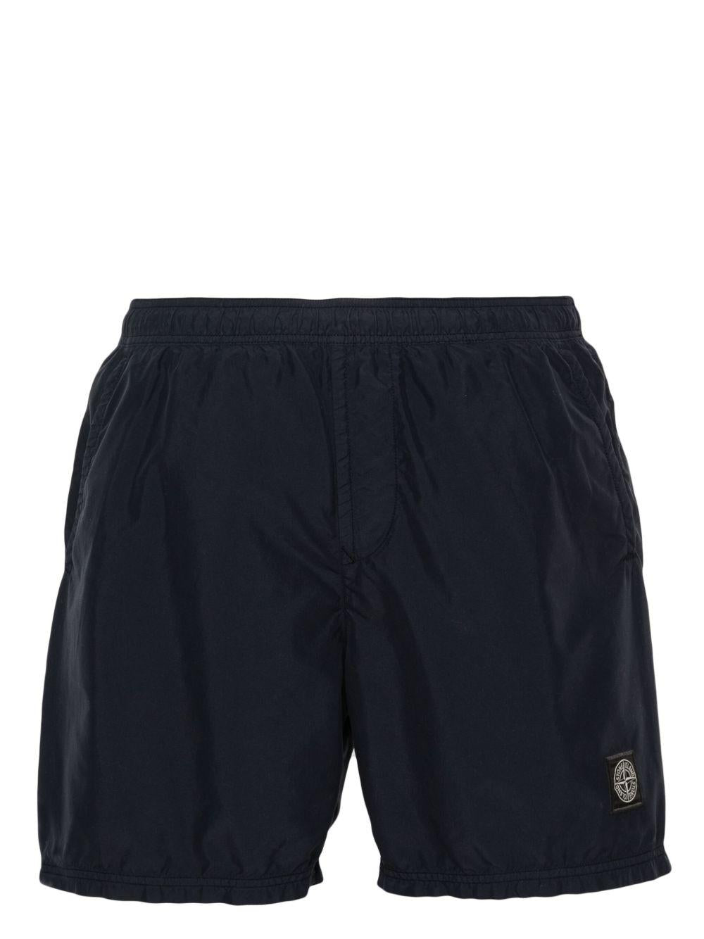 STONE ISLAND Costume da mare a pantaloncino blu con logo 