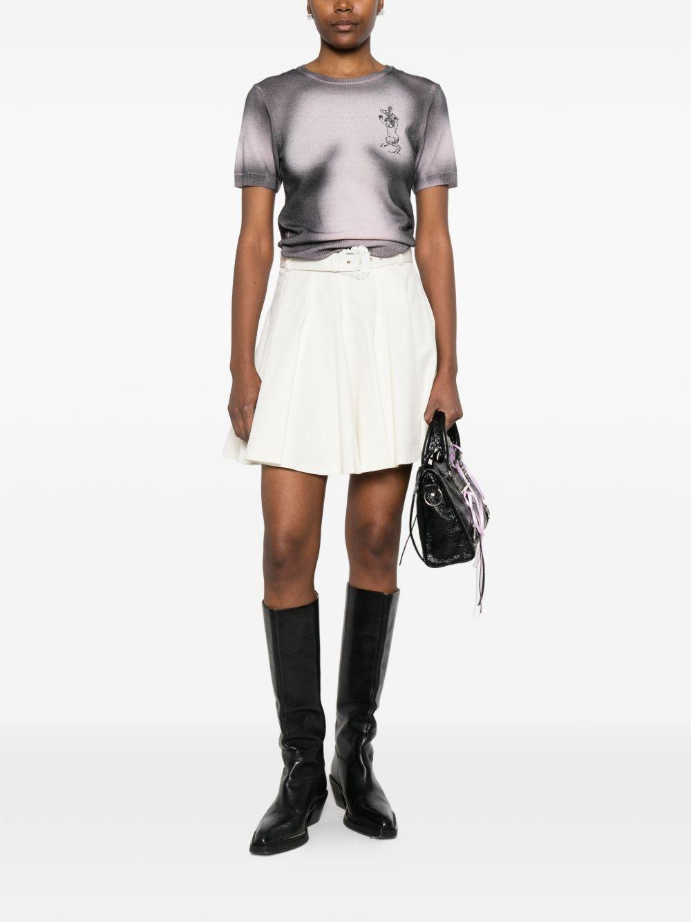 VERSACE JEANS COUTURE Gonna mini in cotone bianco con cintura 