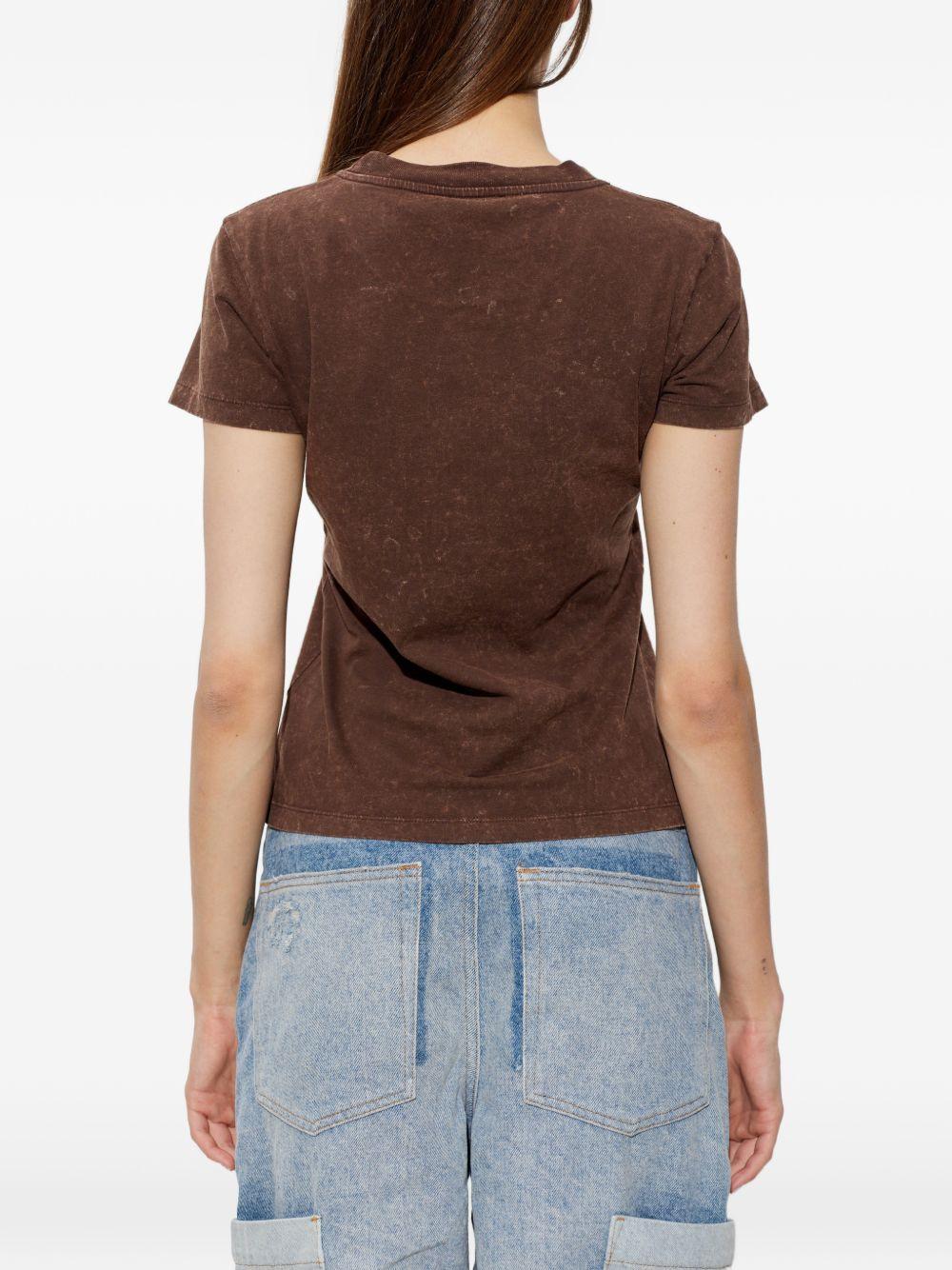 GANNI T-shirt con stampa Banana logo in cotone biologico marrone 